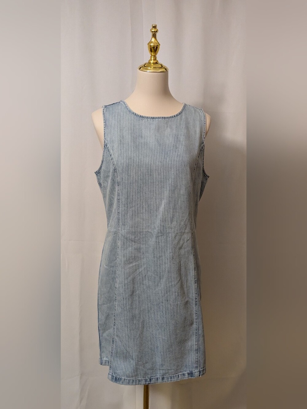 Thread & Supply Sleeveless Blue Pinstripe Shift Dress Denim